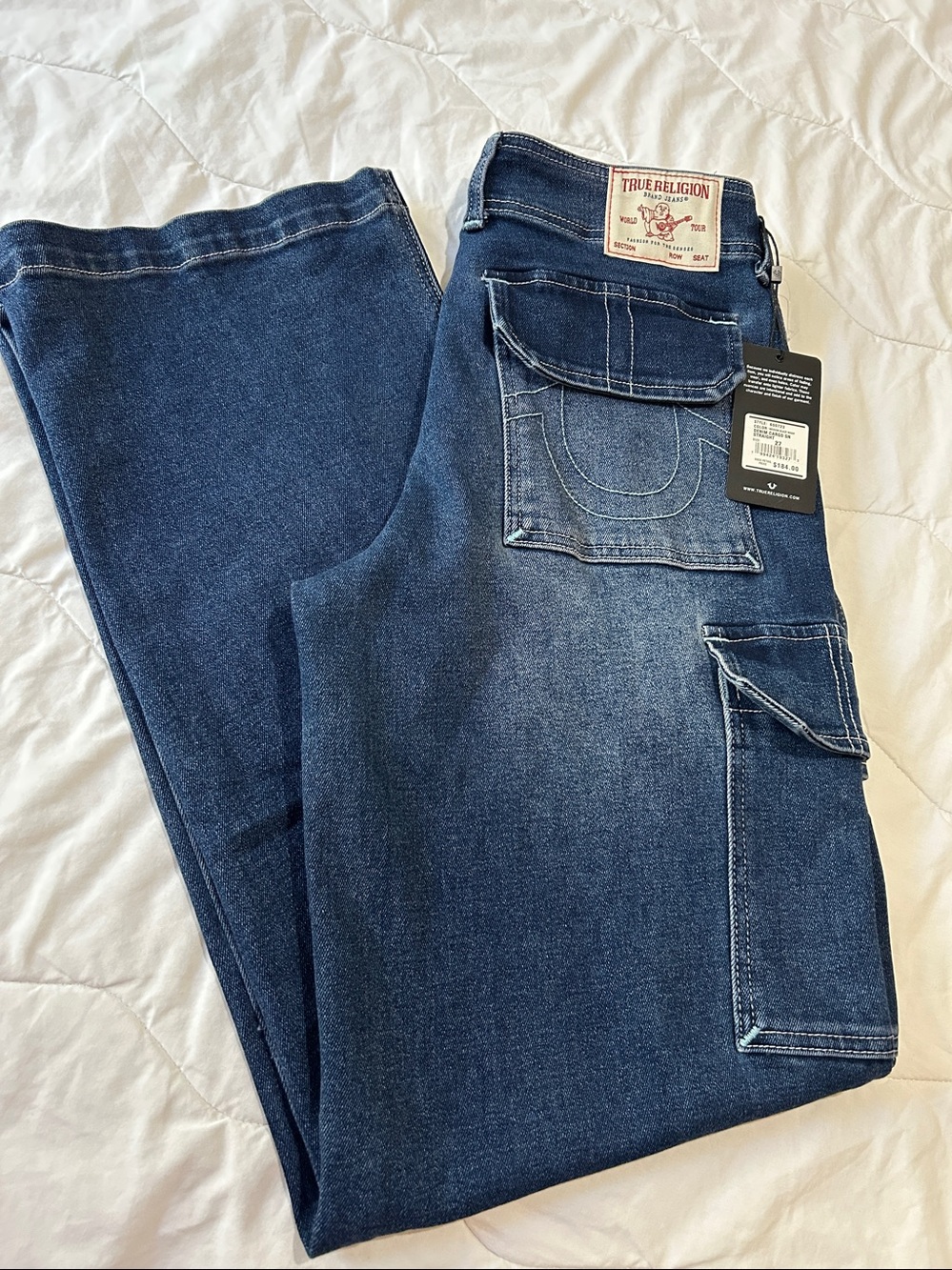 True Religion Denim
Cargo Jeans Sz 27
Straight Medium Wash
NWT Y2K Streetwear